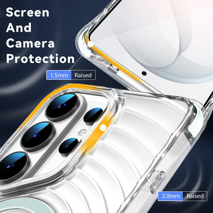 For Galaxy S26 Ultra 5G Wave Pattern Air Cushion Corners Shockproof Magnetic Phone Case(Mint Green)