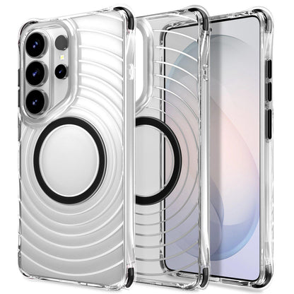 For Galaxy S26 Ultra 5G Wave Pattern Air Cushion Corners Shockproof Magnetic Phone Case(Black)