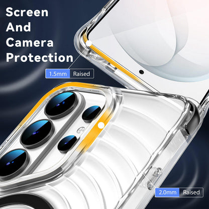 For Galaxy S26 Ultra 5G Wave Pattern Air Cushion Corners Shockproof Magnetic Phone Case(Black)