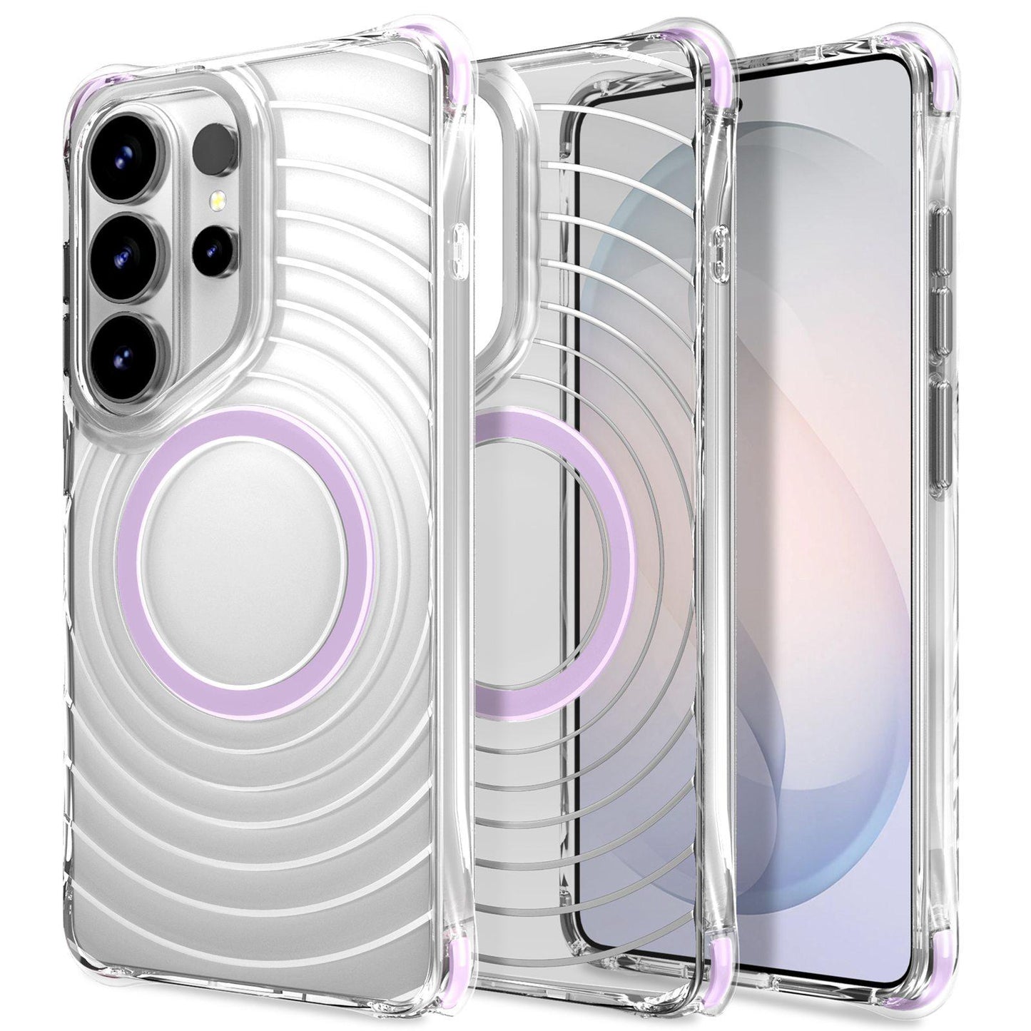 For Galaxy S26 Ultra 5G Wave Pattern Air Cushion Corners Shockproof Magnetic Phone Case(Purple)