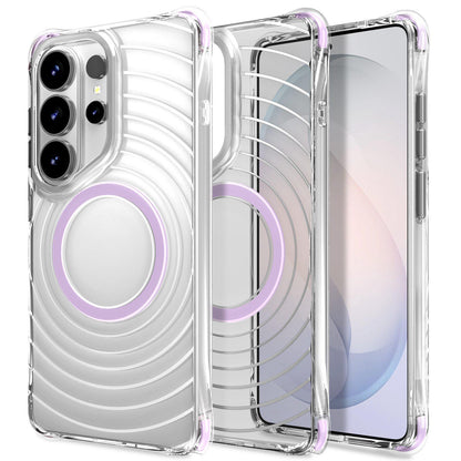 For Galaxy S26 Ultra 5G Wave Pattern Air Cushion Corners Shockproof Magnetic Phone Case(Purple)