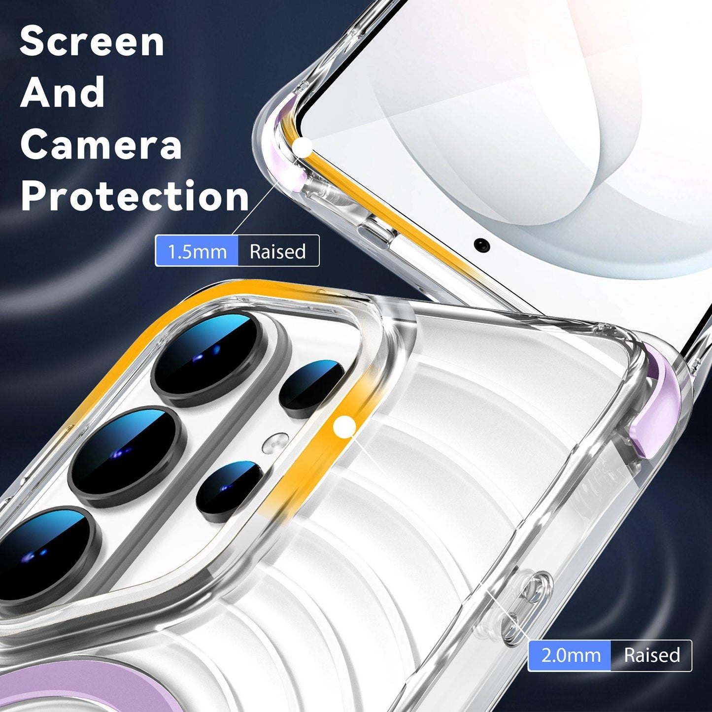 For Galaxy S26 Ultra 5G Wave Pattern Air Cushion Corners Shockproof Magnetic Phone Case(Purple)