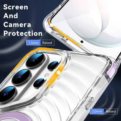 For Galaxy S26 Ultra 5G Wave Pattern Air Cushion Corners Shockproof Magnetic Phone Case(Purple)