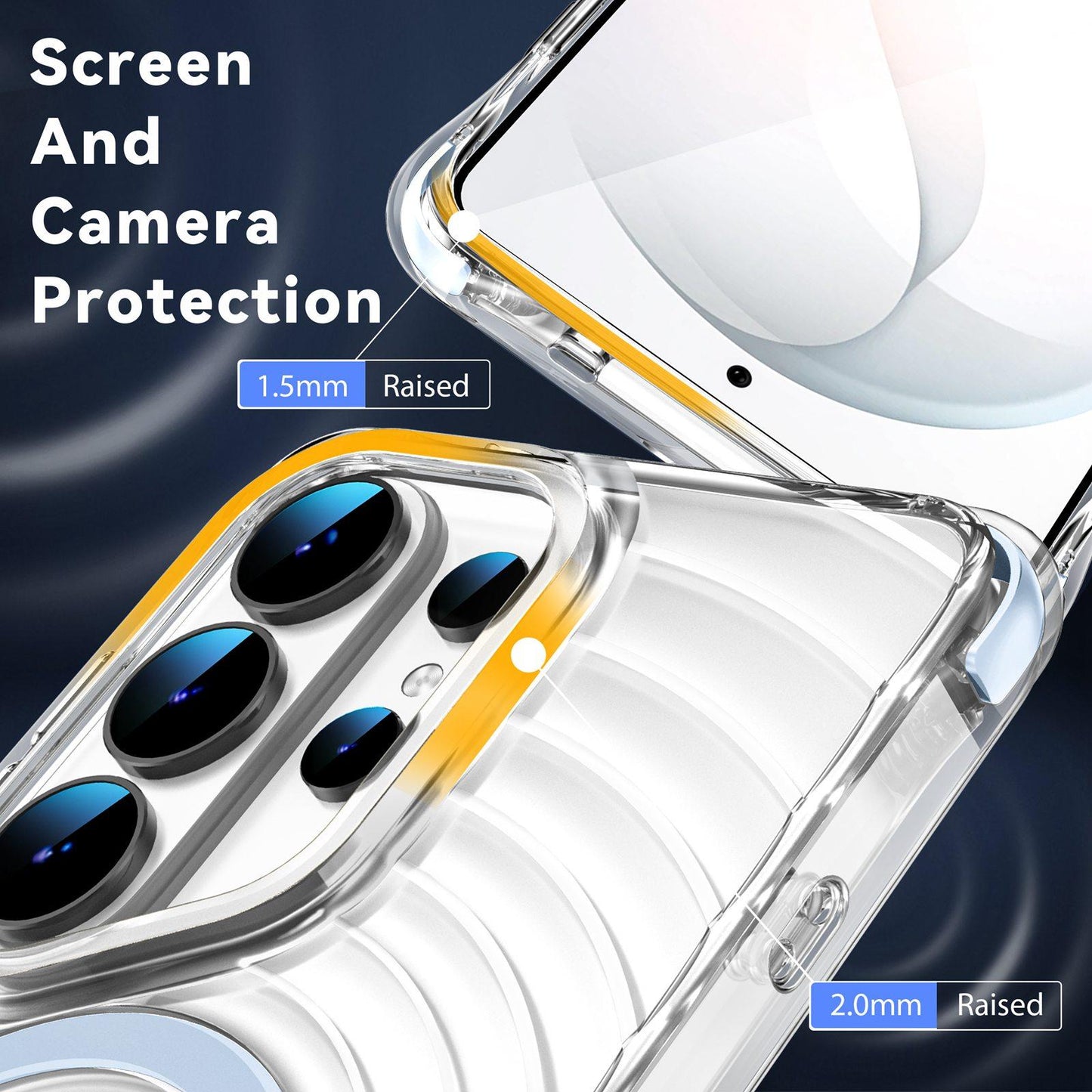 For Galaxy S26 Ultra 5G Wave Pattern Air Cushion Corners Shockproof Magnetic Phone Case(Blue)