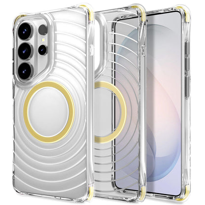 For Galaxy S26 Ultra 5G Wave Pattern Air Cushion Corners Shockproof Magnetic Phone Case(Yellow)