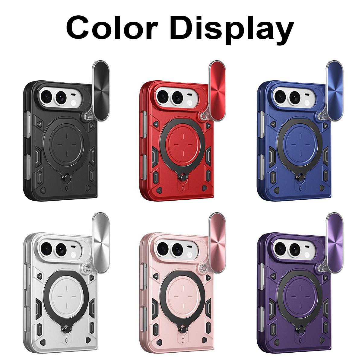 For iPhone Fold CD Texture Sliding Camshield Magnetic Holder Phone Case(Pink)