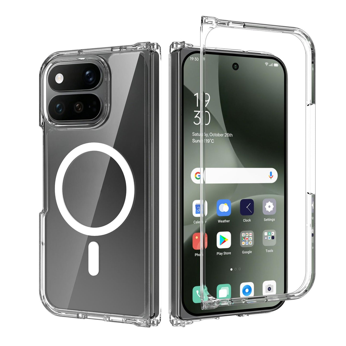 For Google Pixel 11 Pro Fold Scratch-proof Transparent Magnetic Phone Case