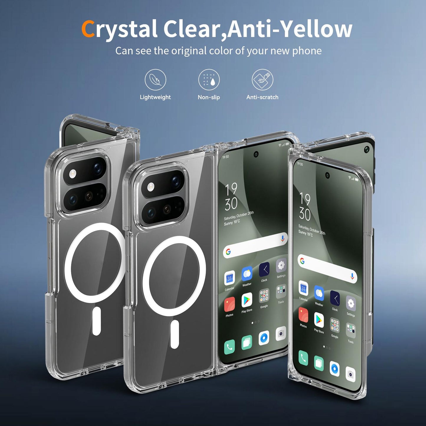 For Google Pixel 11 Pro Fold Scratch-proof Transparent Magnetic Phone Case