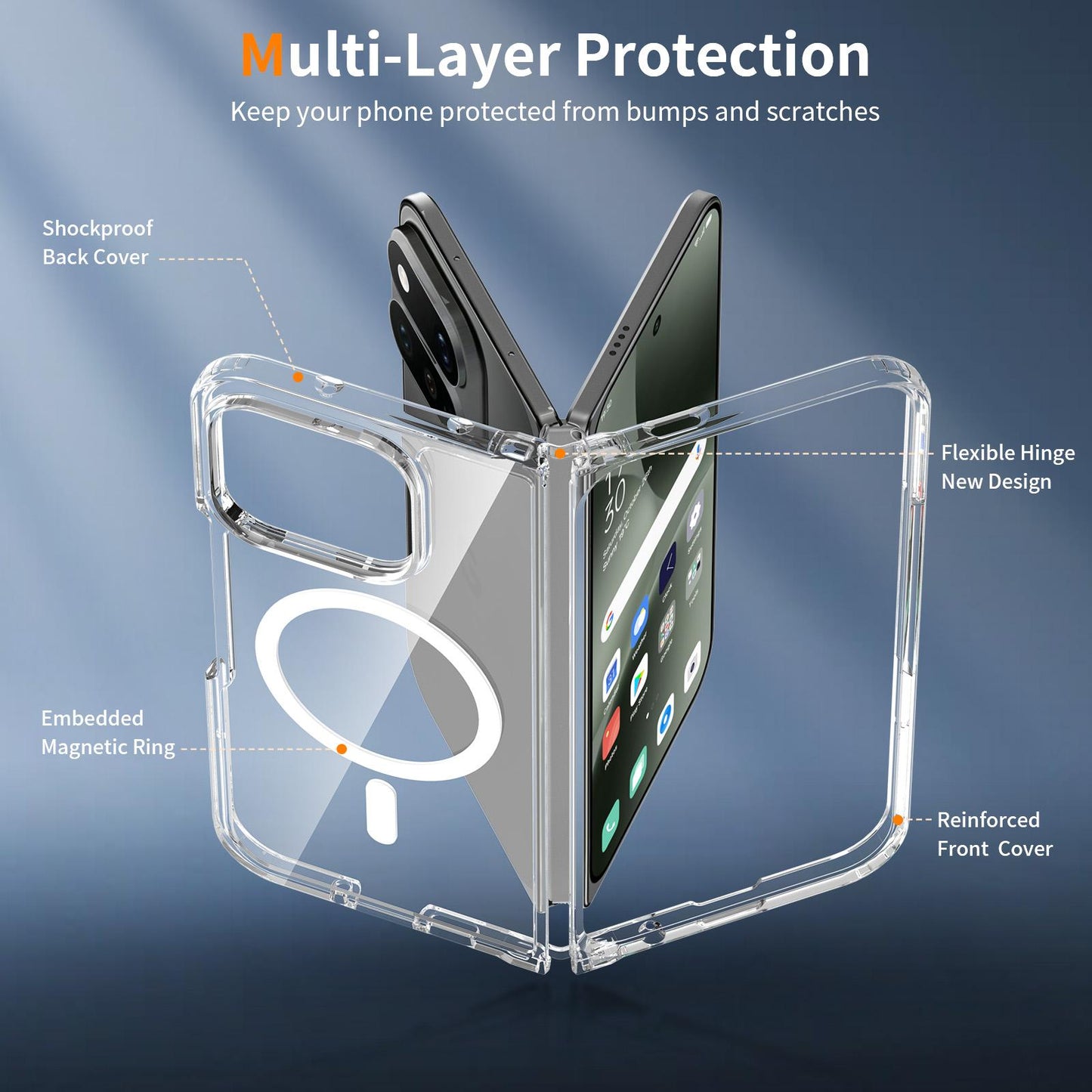 For Google Pixel 11 Pro Fold Scratch-proof Transparent Magnetic Phone Case