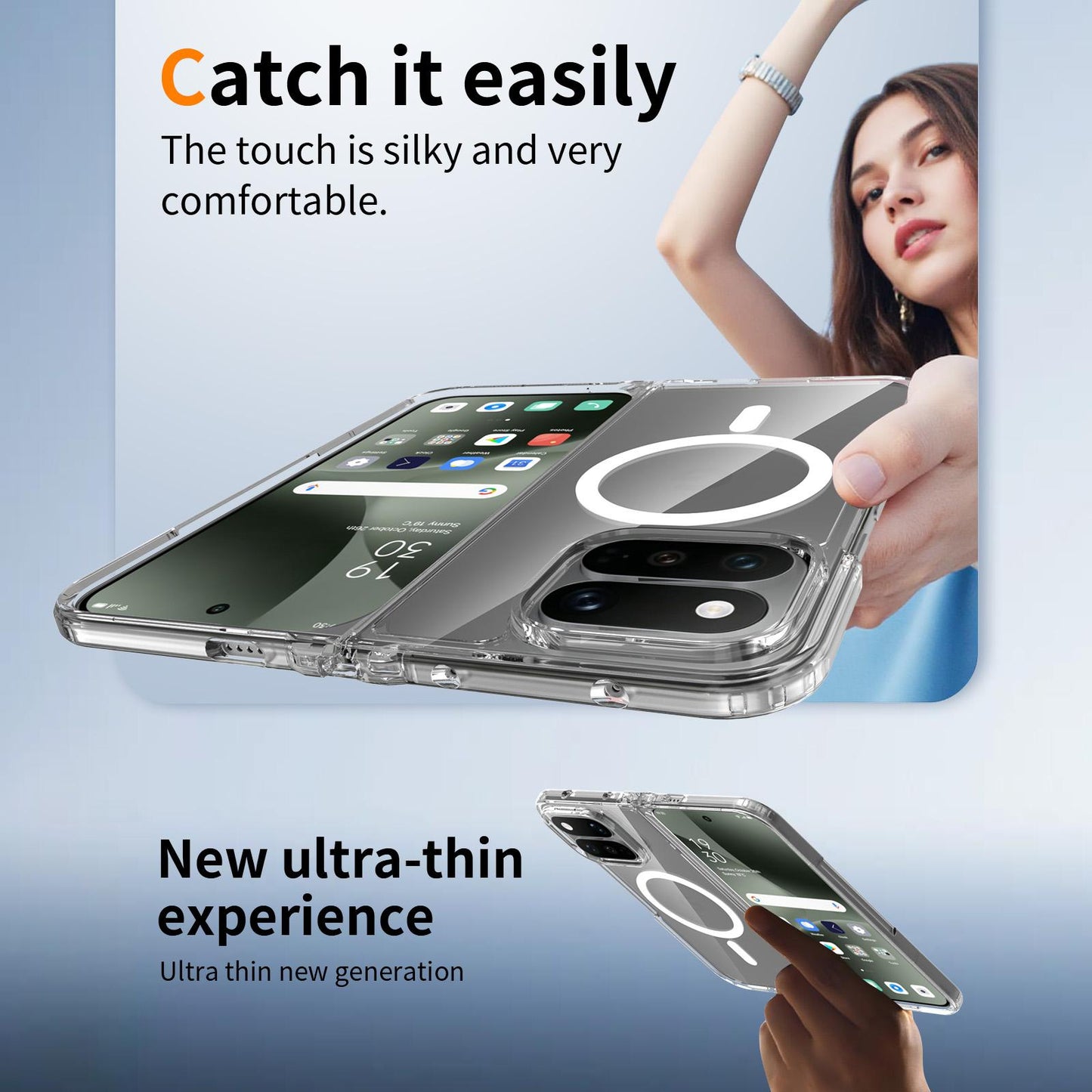 For Google Pixel 11 Pro Fold Scratch-proof Transparent Magnetic Phone Case