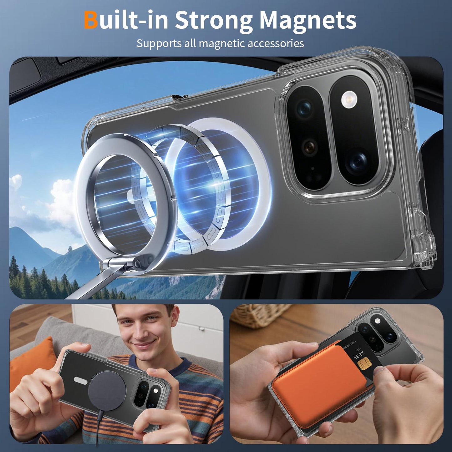 For Google Pixel 11 Pro Fold Scratch-proof Transparent Magnetic Phone Case