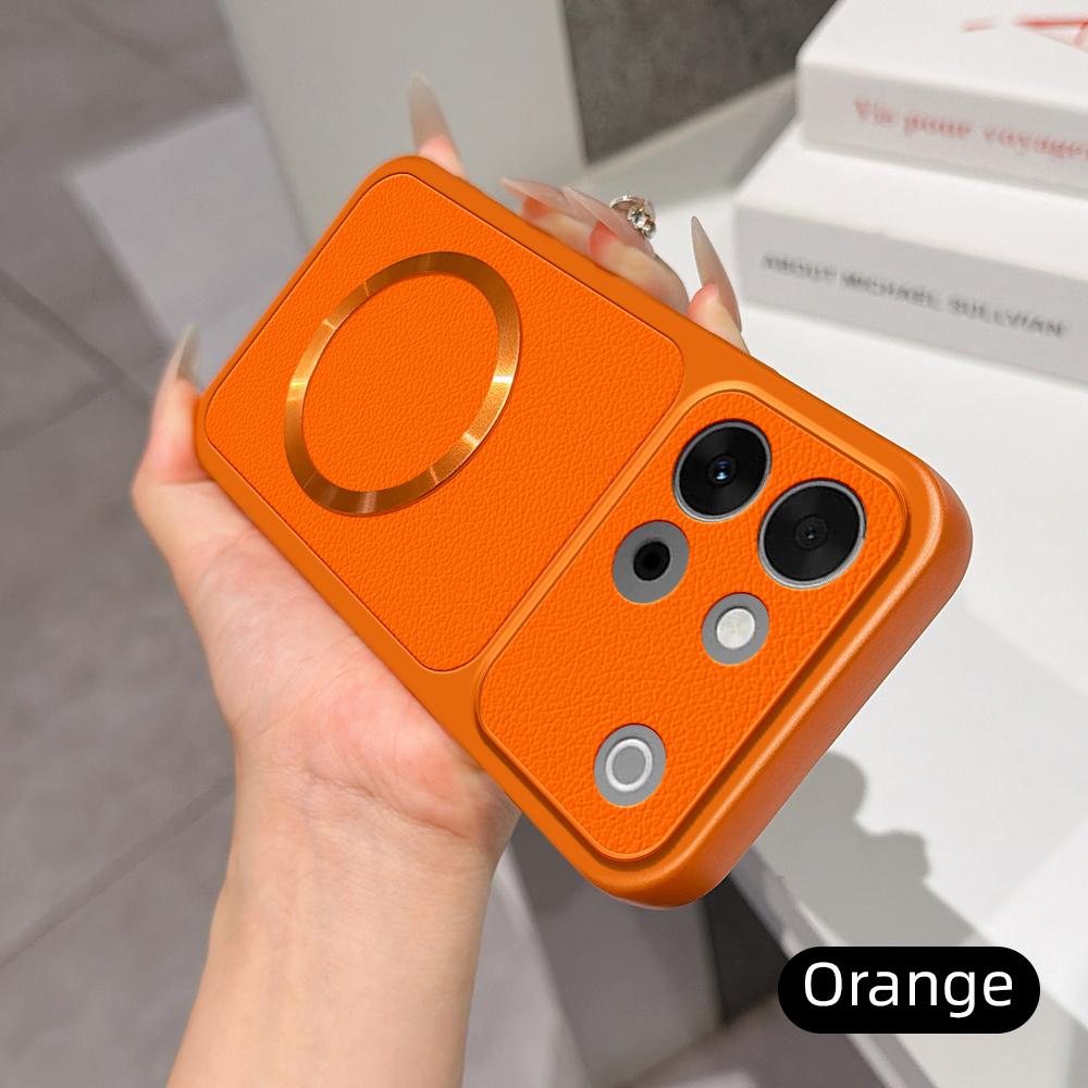 For vivo S60 Vitality 5G Lambskin Series Magnetic Skin Feel Phone Case(Orange)