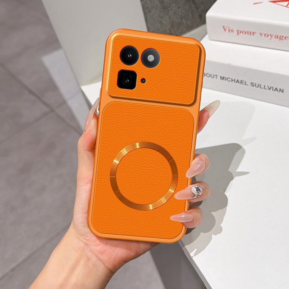 For vivo iQOO 15T 5G Lambskin Series Magnetic Skin Feel Phone Case(Orange)