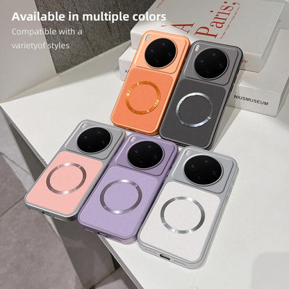 For vivo X300s Lambskin Series Magnetic Skin Feel Phone Case(Orange)