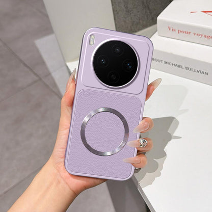 For vivo X300s Lambskin Series Magnetic Skin Feel Phone Case(Purple)