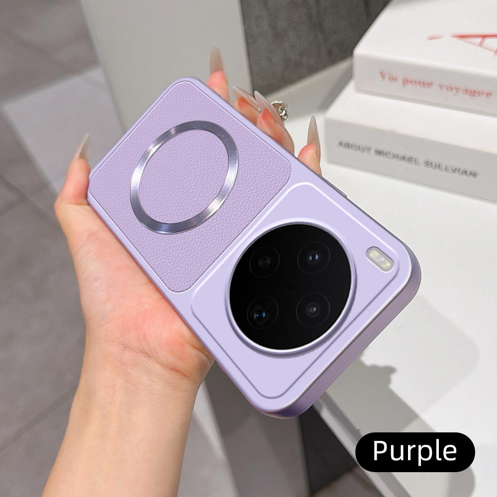 For vivo X300s Lambskin Series Magnetic Skin Feel Phone Case(Purple)