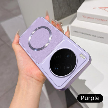 For vivo X300s Lambskin Series Magnetic Skin Feel Phone Case(Purple)