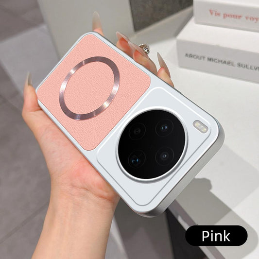 For vivo X300s Lambskin Series Magnetic Skin Feel Phone Case(Pink)