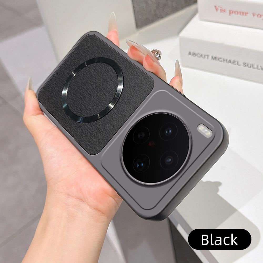 For vivo X300s Lambskin Series Magnetic Skin Feel Phone Case(Black)
