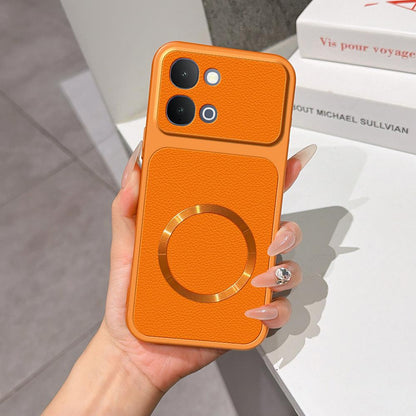For vivo iQOO Z11x 5G Lambskin Series Magnetic Skin Feel Phone Case(Orange)