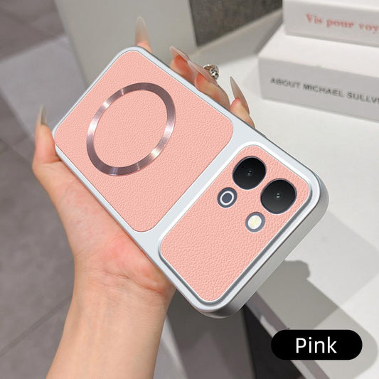 For vivo iQOO Z11x 5G Lambskin Series Magnetic Skin Feel Phone Case(Pink)