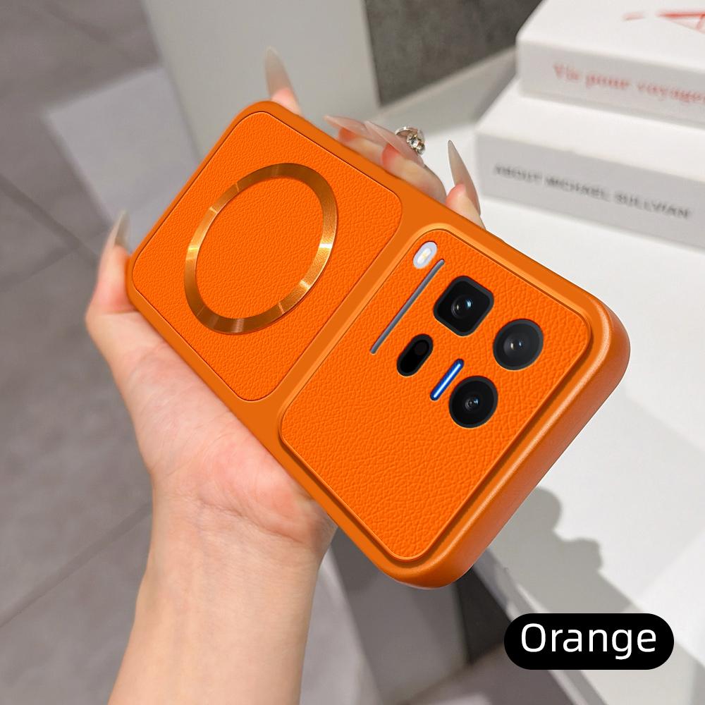 For vivo iQOO 15 Ultra 5G Lambskin Series Magnetic Skin Feel Phone Case(Orange)