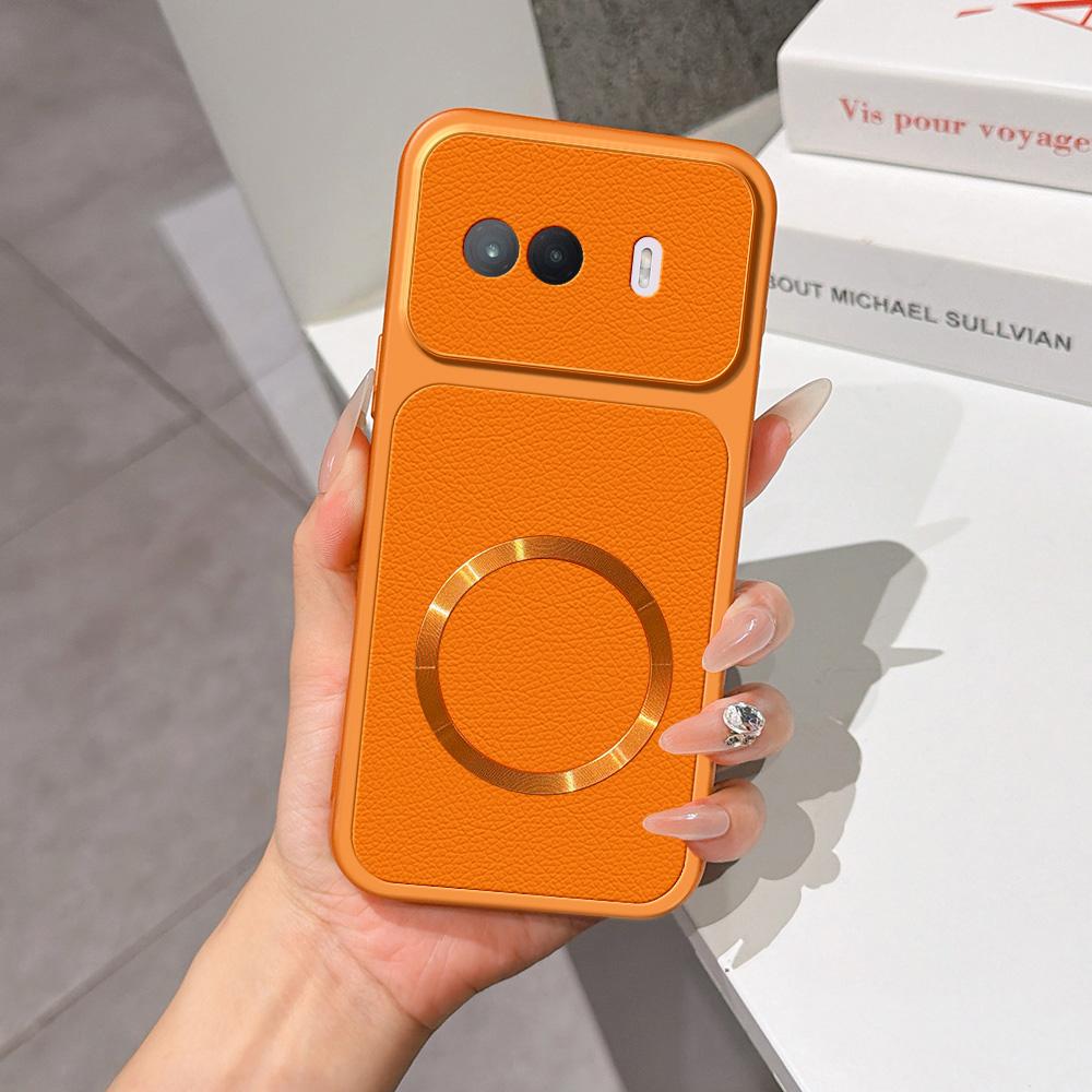 For vivo iQOO Z11 Turbo 5G Lambskin Series Magnetic Skin Feel Phone Case(Orange)