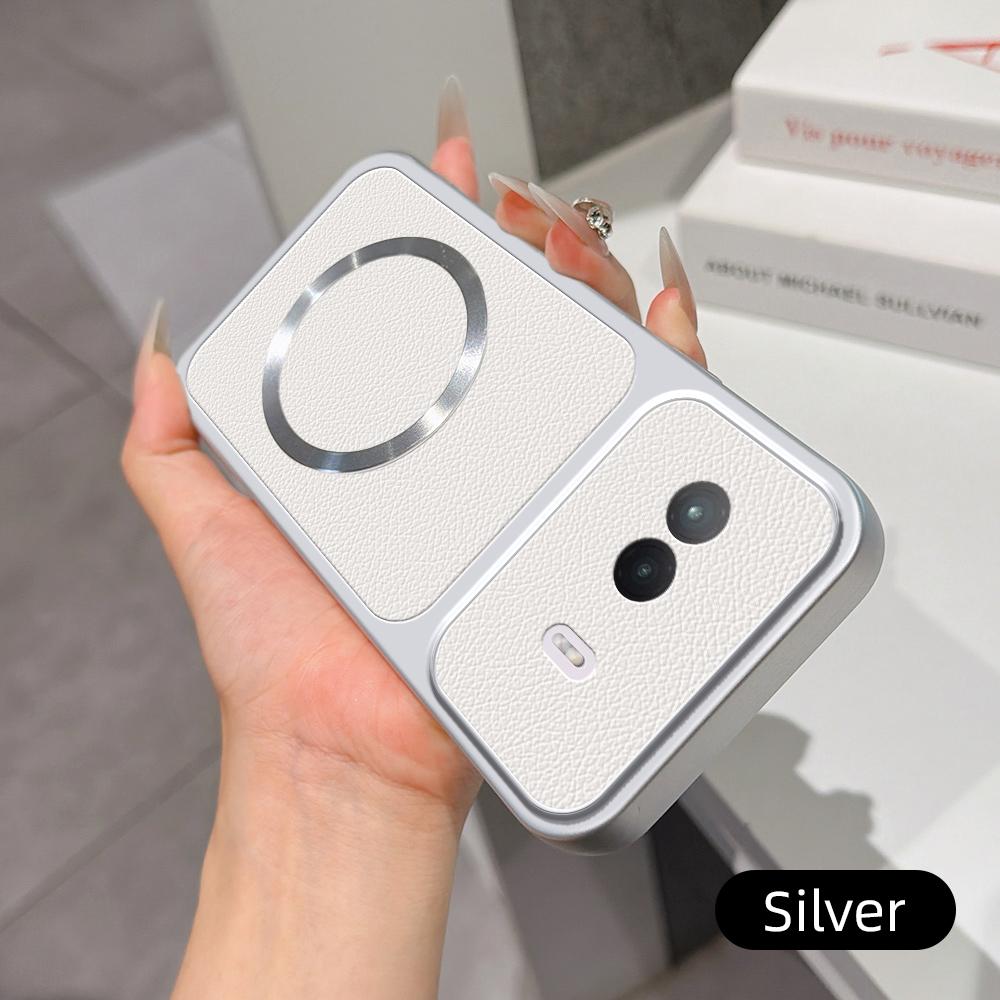 For vivo iQOO Z11 Turbo 5G Lambskin Series Magnetic Skin Feel Phone Case(Silver)