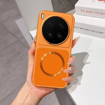 For vivo X300 Ultra Lambskin Series Magnetic Skin Feel Phone Case(Orange)