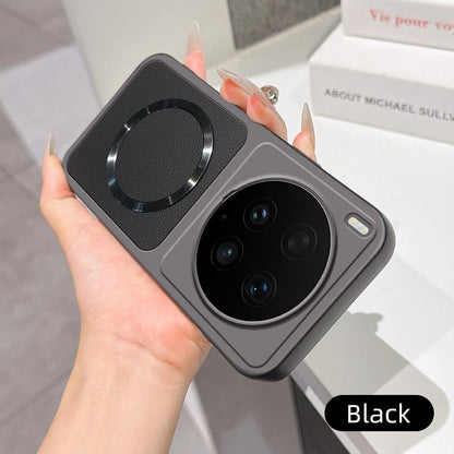 For vivo X300 Ultra Lambskin Series Magnetic Skin Feel Phone Case(Black)