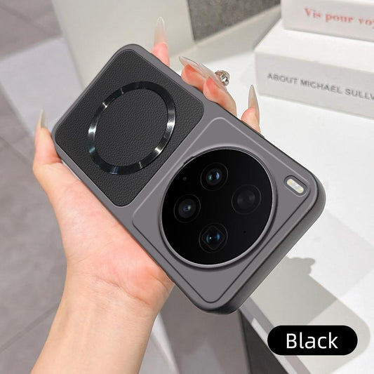 For vivo X300 Ultra Lambskin Series Magnetic Skin Feel Phone Case(Black)
