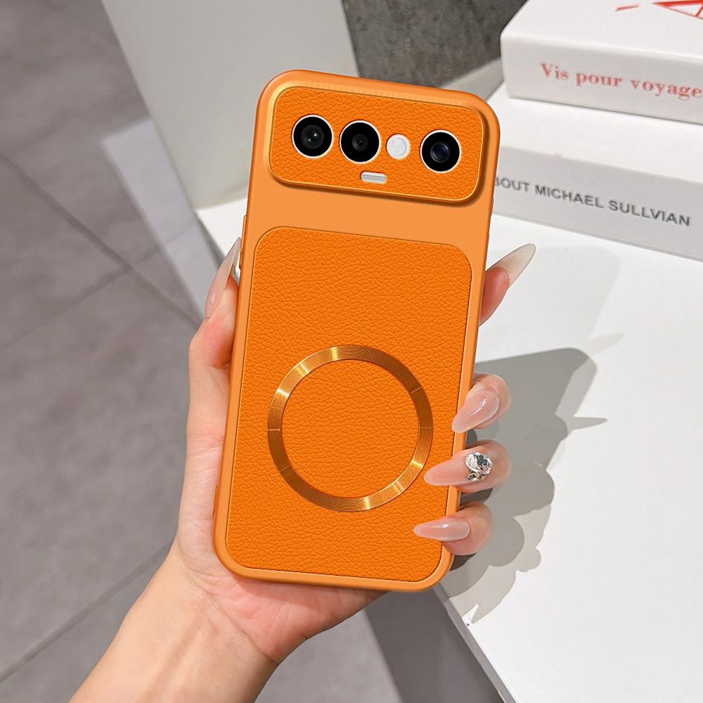 For vivo S50 Pro mini 5G Lambskin Series Magnetic Skin Feel Phone Case(Orange)