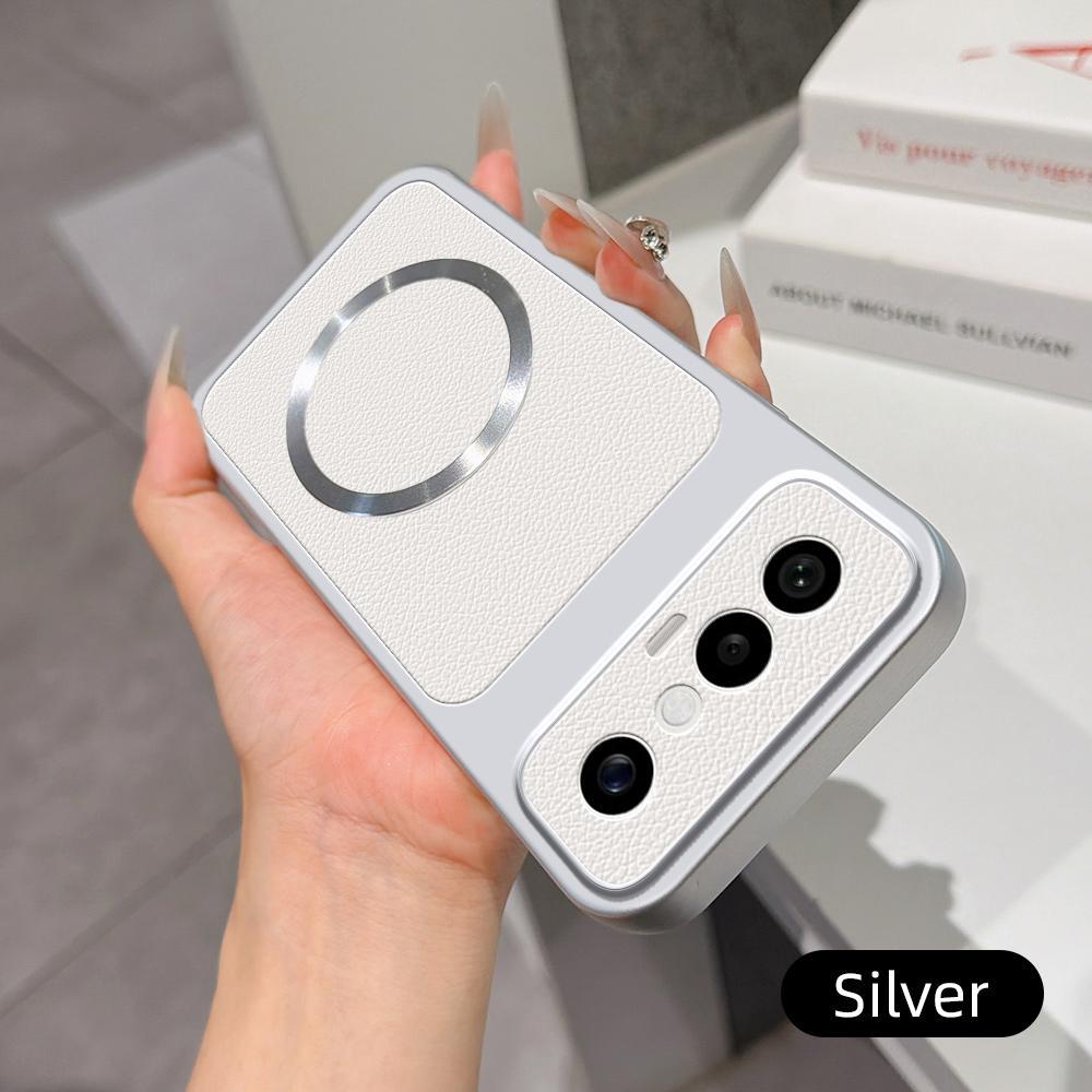 For vivo S50 Pro mini 5G Lambskin Series Magnetic Skin Feel Phone Case(Silver)