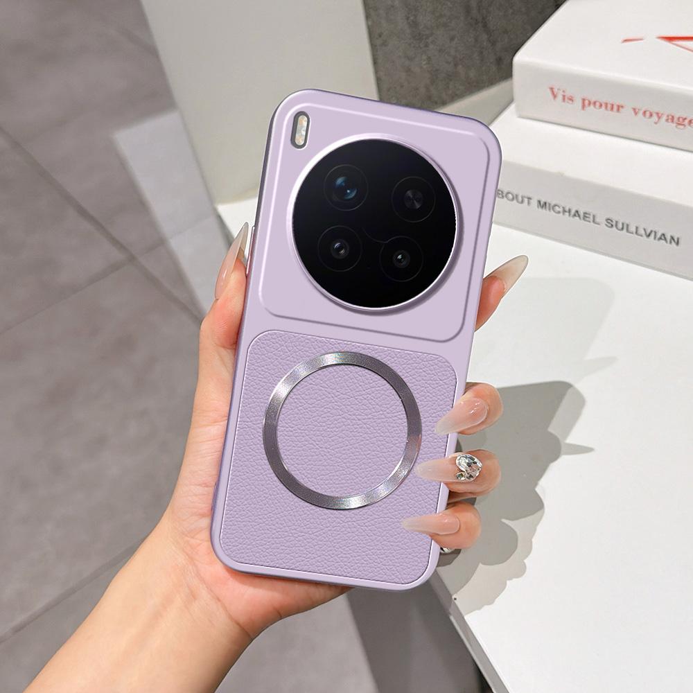 For vivo X300 Pro Lambskin Series Magnetic Skin Feel Phone Case(Purple)