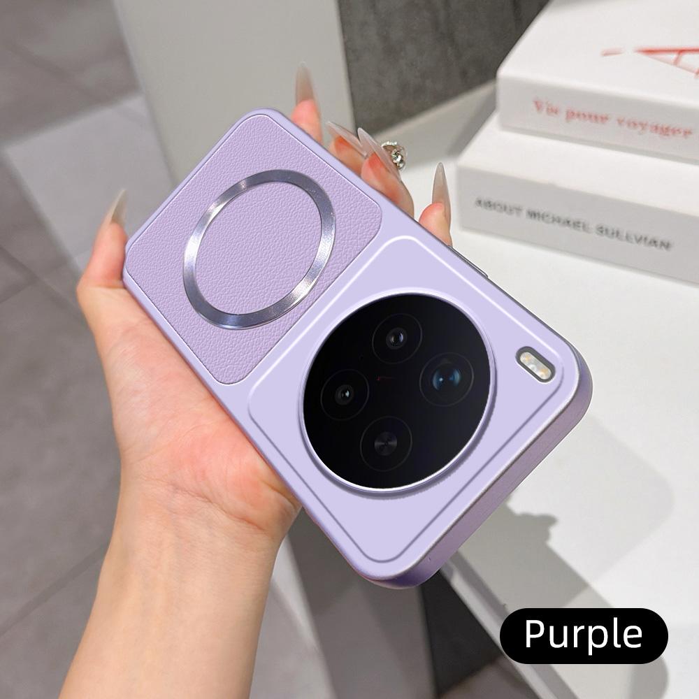 For vivo X300 Pro Lambskin Series Magnetic Skin Feel Phone Case(Purple)