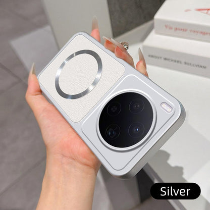 For vivo X300 Lambskin Series Magnetic Skin Feel Phone Case(Silver)
