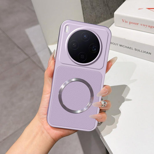 For vivo X300 Lambskin Series Magnetic Skin Feel Phone Case(Purple)