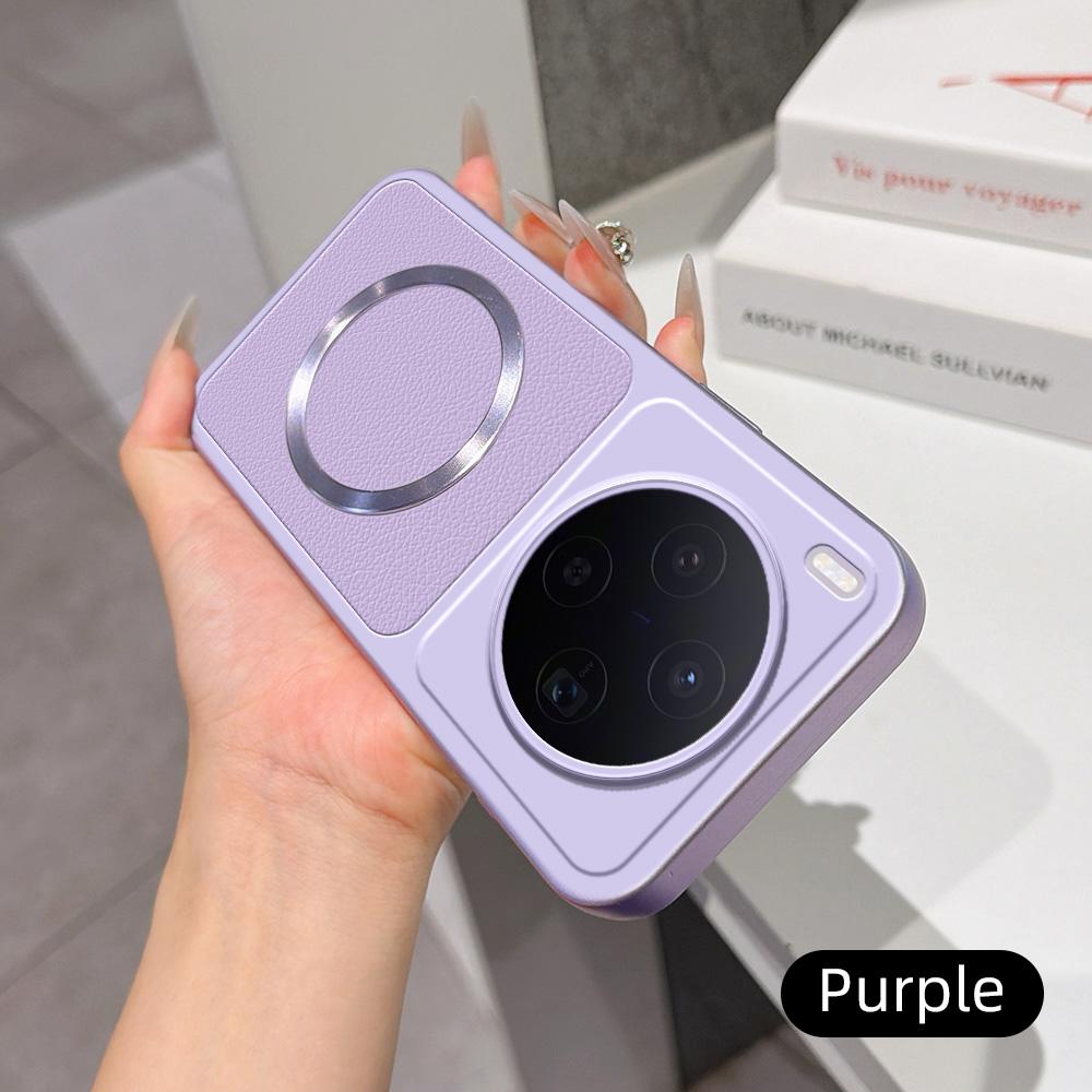 For vivo X300 Lambskin Series Magnetic Skin Feel Phone Case(Purple)
