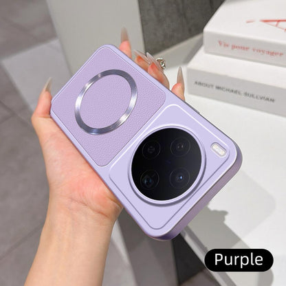 For vivo X300 Lambskin Series Magnetic Skin Feel Phone Case(Purple)