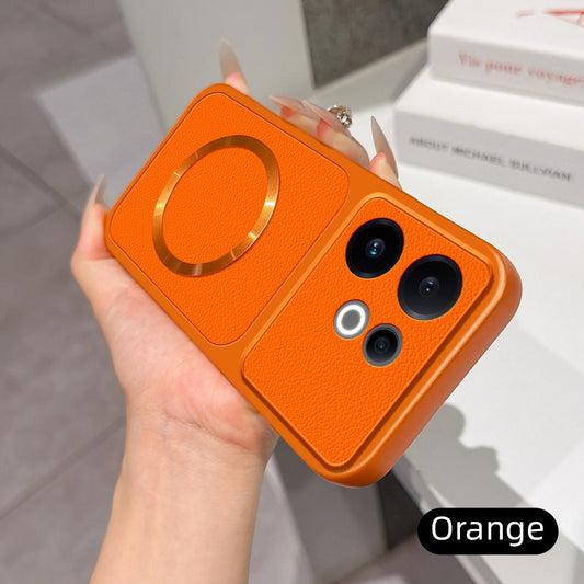 For vivo S30 Lambskin Series Magnetic Skin Feel Phone Case(Orange)