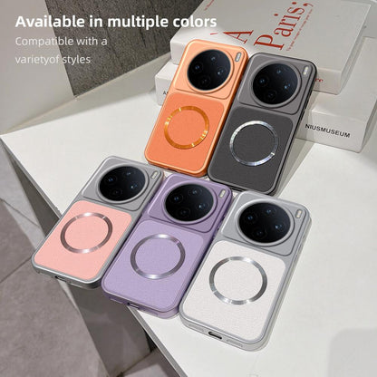 For vivo X200s Lambskin Series Magnetic Skin Feel Phone Case(Silver)