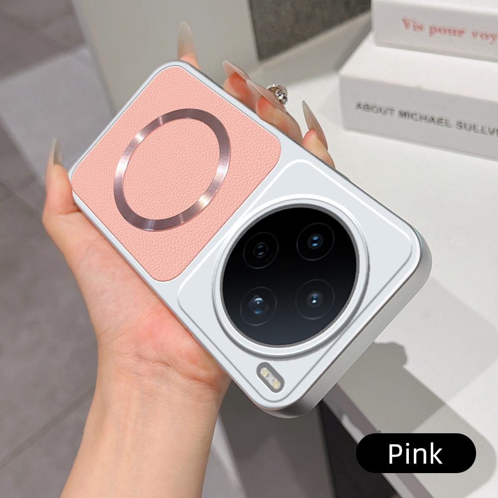 For vivo X200s Lambskin Series Magnetic Skin Feel Phone Case(Pink)