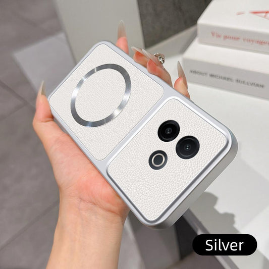 For vivo Y300i Lambskin Series Magnetic Skin Feel Phone Case(Silver)