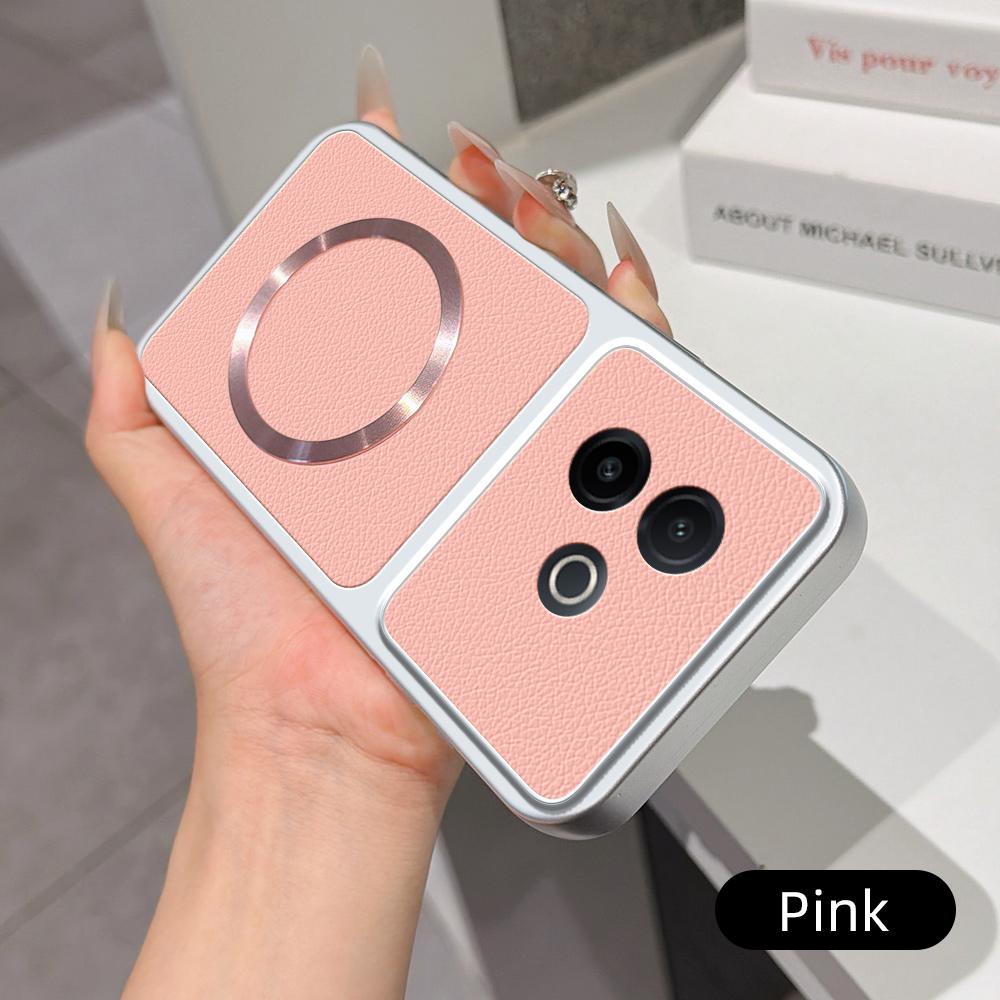 For vivo Y300i Lambskin Series Magnetic Skin Feel Phone Case(Pink)
