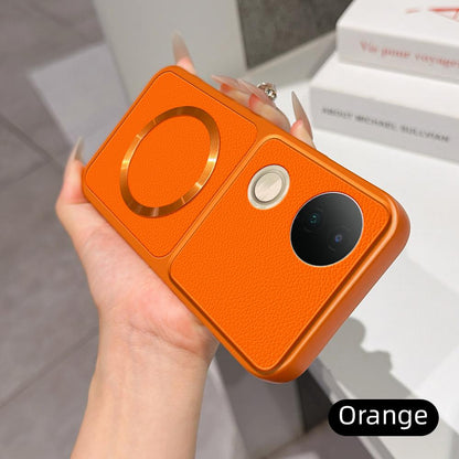 For vivo S20 Lambskin Series Magnetic Skin Feel Phone Case(Orange)
