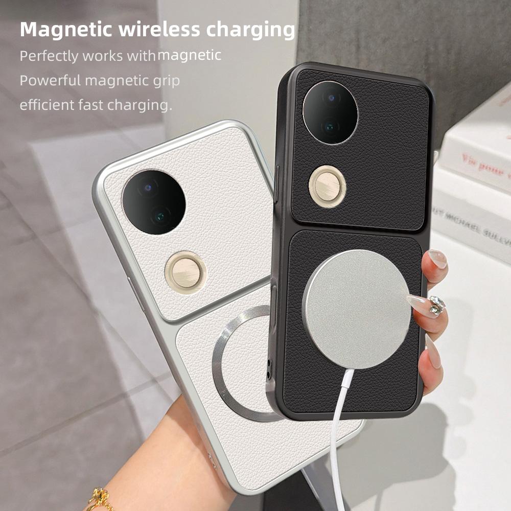 For vivo S20 Lambskin Series Magnetic Skin Feel Phone Case(Orange)