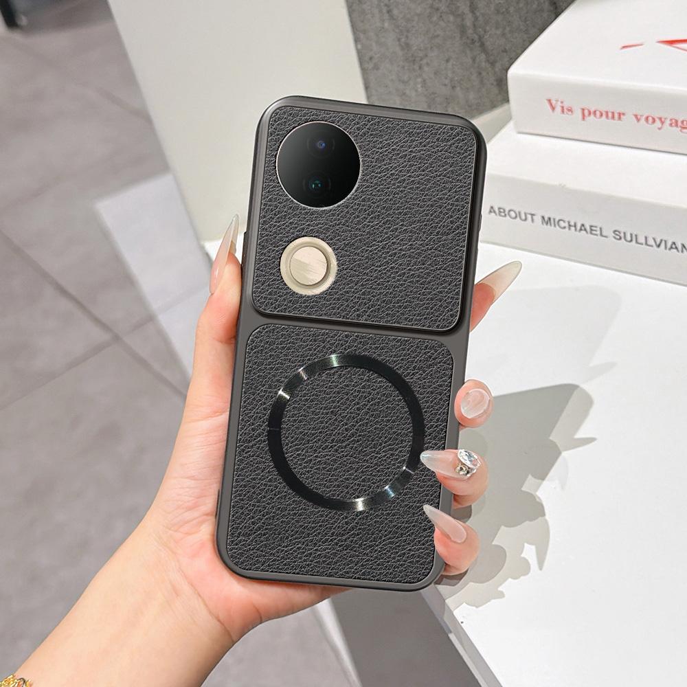 For vivo S20 Lambskin Series Magnetic Skin Feel Phone Case(Black)