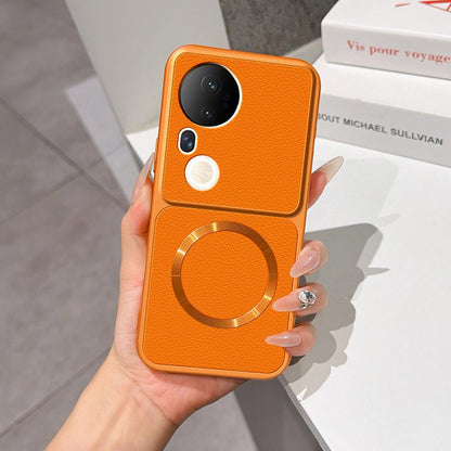 For vivo S20 Pro Lambskin Series Magnetic Skin Feel Phone Case(Orange)