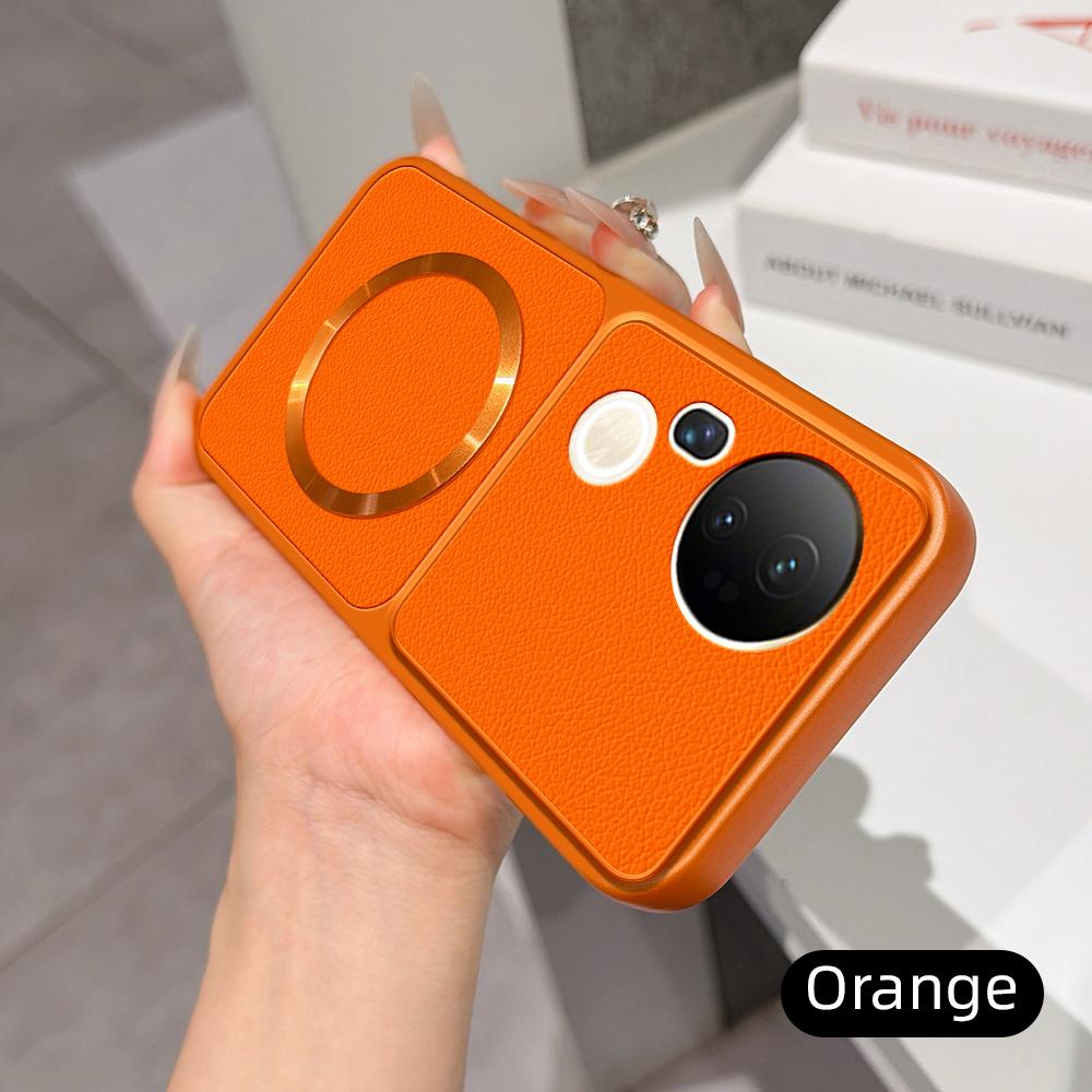For vivo S20 Pro Lambskin Series Magnetic Skin Feel Phone Case(Orange)