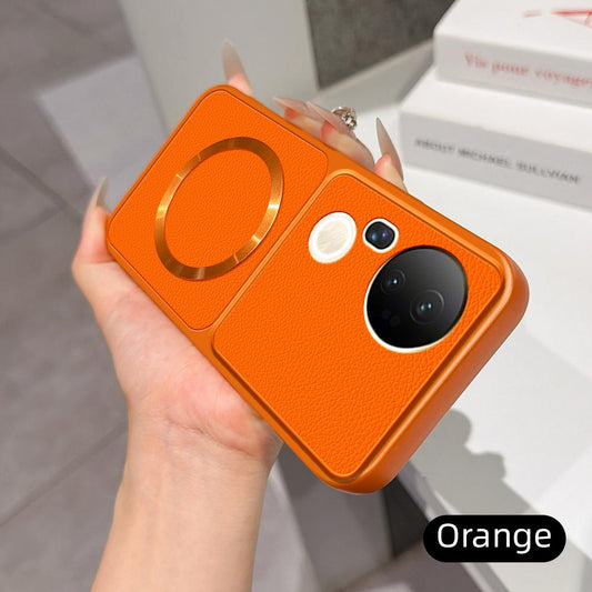 For vivo S20 Pro Lambskin Series Magnetic Skin Feel Phone Case(Orange)